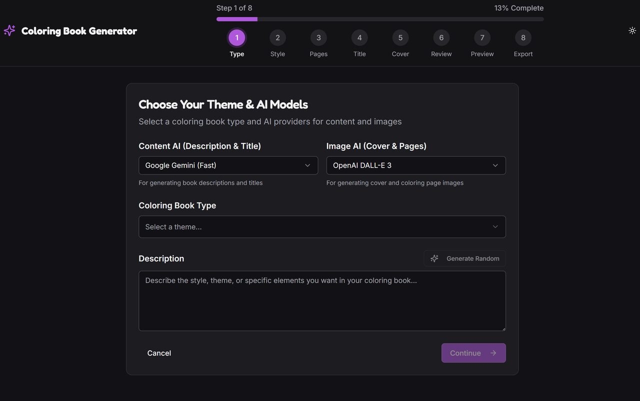 Coloring Book Generator - AI-Powered