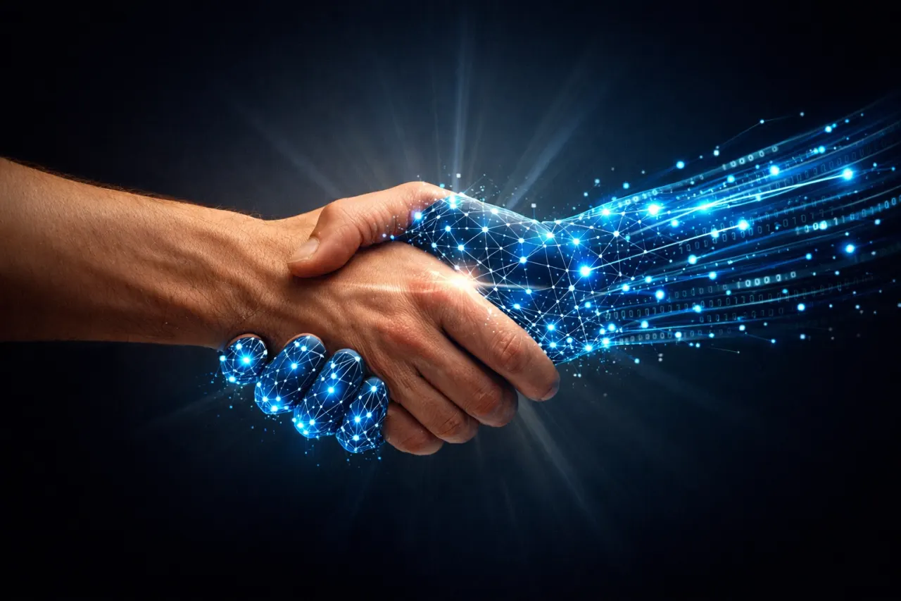 Human strategist and AI collaboration working together on audience insights and marketing optimization